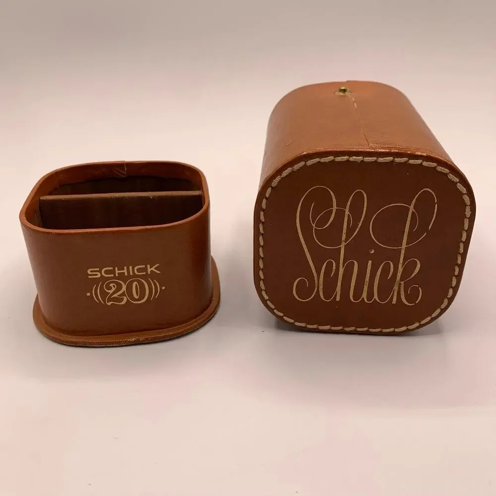 Vintage Schick 20 Electric Shaver/Razor, Complete w Leather Case, Cord & Guard